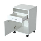 Carrello Porta Stampante Mobile con 2 Cassetti e Ripiano, Organizer Portaoggetti su Ruote, 40 cm L x 60 cm H, Bianco