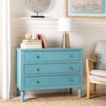 Cassettiera a 3 cassetti, finitura blu invecchiato, stile vintage country con gambe tornite