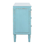 Cassettiera a 3 cassetti, finitura blu invecchiato, stile vintage country con gambe tornite