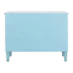 Cassettiera a 3 cassetti, finitura blu invecchiato, stile vintage country con gambe tornite