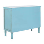 Cassettiera a 3 cassetti, finitura blu invecchiato, stile vintage country con gambe tornite