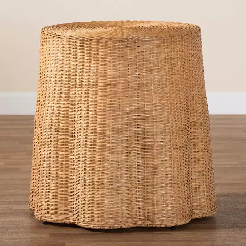 bali & pari Palm Bohemian Honey Scallop Rattan End Table