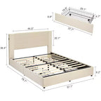 VECELO Upholstered Bed Metal Frame Platform Bed with USB Charging