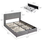 VECELO Upholstered Bed Metal Frame Platform Bed with USB Charging