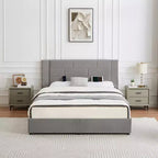 VECELO Upholstered Bed Metal Frame Platform Bed with USB Charging