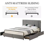 VECELO Upholstered Bed Metal Frame Platform Bed with USB Charging