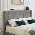 VECELO Upholstered Bed Metal Frame Platform Bed with USB Charging