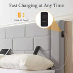 VECELO Upholstered Bed Metal Frame Platform Bed with USB Charging