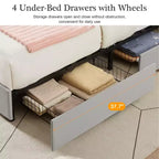 VECELO Upholstered Bed Metal Frame Platform Bed with USB Charging