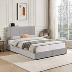 VECELO Upholstered Bed Metal Frame Platform Bed with USB Charging