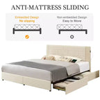 VECELO Upholstered Bed Metal Frame Platform Bed with USB Charging