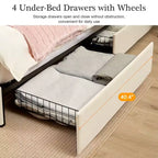 VECELO Upholstered Bed Metal Frame Platform Bed with USB Charging