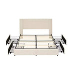 VECELO Upholstered Bed Metal Frame Platform Bed with USB Charging