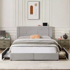 VECELO Upholstered Bed Metal Frame Platform Bed with USB Charging