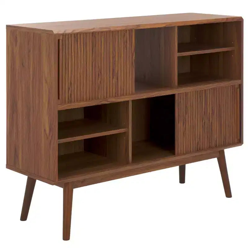 Javante Sliding Door Media Stand - MED9626 - Walnut - Safavieh