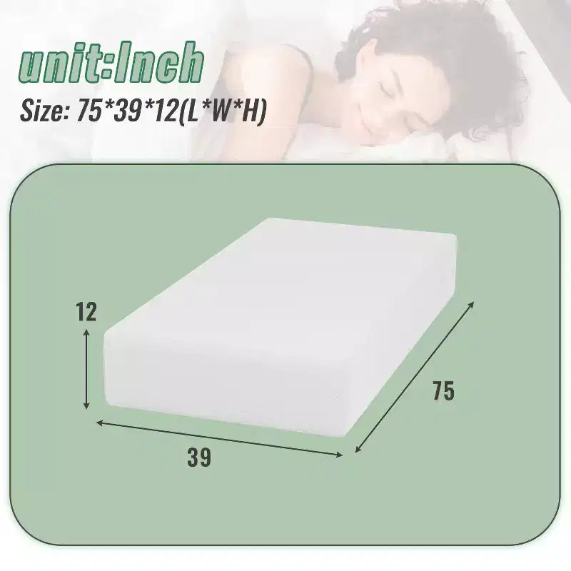 FDW 12 inch Gel Memory Foam Mattress CertiPUR-US Certified for Cooler Sleep Supportive & Pressure Relief,White