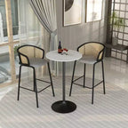 Leisuremod Verve 27 Round Bar Height Dining Table - Modern Resin Top with Black Steel Pedestal Base Counter Height Table for Kitchen, Home, and Pub