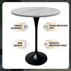 Leisuremod Verve 27 Round Bar Height Dining Table - Modern Resin Top with Black Steel Pedestal Base Counter Height Table for Kitchen, Home, and Pub