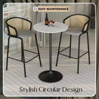 Leisuremod Verve 27 Round Bar Height Dining Table - Modern Resin Top with Black Steel Pedestal Base Counter Height Table for Kitchen, Home, and Pub
