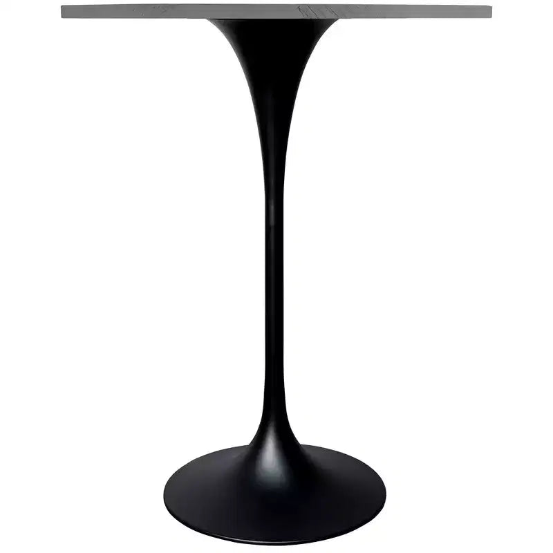 Leisuremod Verve 27 Round Bar Height Dining Table - Modern Resin Top with Black Steel Pedestal Base Counter Height Table for Kitchen, Home, and Pub