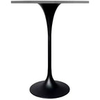 Leisuremod Verve 27 Round Bar Height Dining Table - Modern Resin Top with Black Steel Pedestal Base Counter Height Table for Kitchen, Home, and Pub