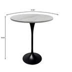 Leisuremod Verve 27 Round Bar Height Dining Table - Modern Resin Top with Black Steel Pedestal Base Counter Height Table for Kitchen, Home, and Pub