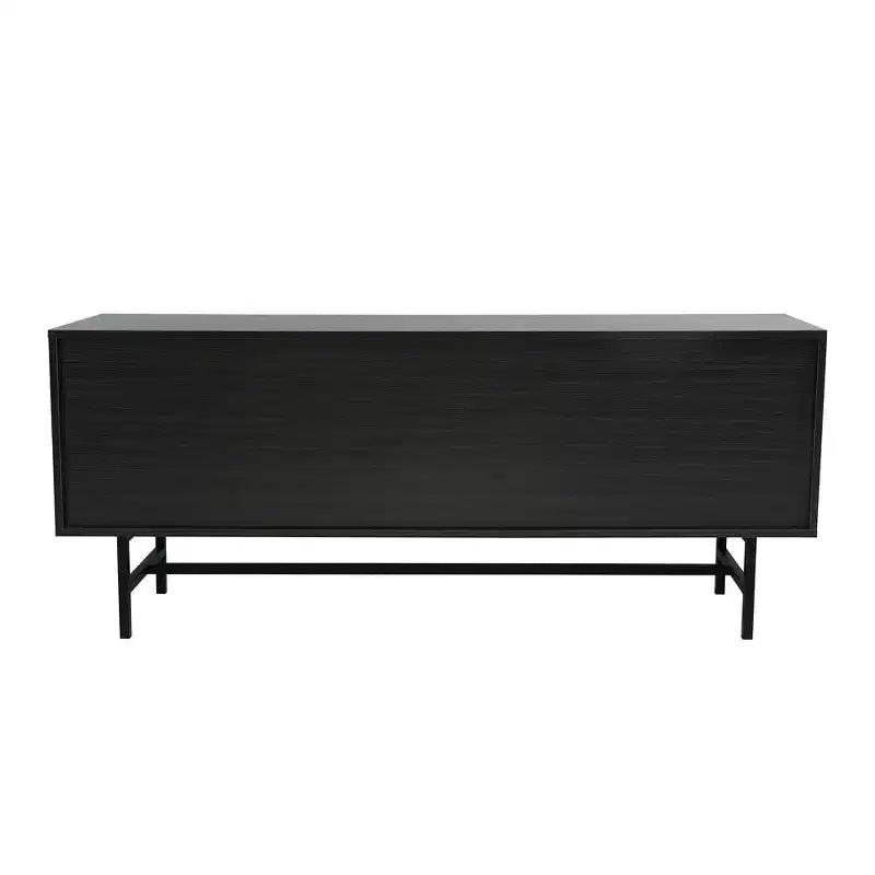LeisureMod Rochester TV Stand with Wood Frame, Enclosed Storage, and Black Iron Legs  Media Console, Living Room, Modern Entertainment Center