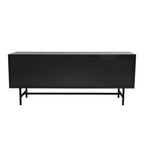 LeisureMod Rochester TV Stand with Wood Frame, Enclosed Storage, and Black Iron Legs  Media Console, Living Room, Modern Entertainment Center