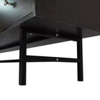 LeisureMod Rochester TV Stand with Wood Frame, Enclosed Storage, and Black Iron Legs  Media Console, Living Room, Modern Entertainment Center