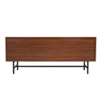 LeisureMod Rochester TV Stand with Wood Frame, Enclosed Storage, and Black Iron Legs  Media Console, Living Room, Modern Entertainment Center