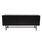 LeisureMod Rochester TV Stand with Wood Frame, Enclosed Storage, and Black Iron Legs  Media Console, Living Room, Modern Entertainment Center