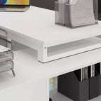 Famapy White Rotatable L-Shaped Computer Desk With Storage Drawers and Shelves