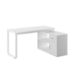 Famapy White Rotatable L-Shaped Computer Desk With Storage Drawers and Shelves