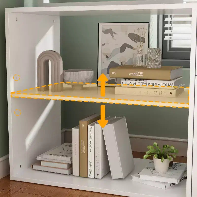 Famapy White Rotatable L-Shaped Computer Desk With Storage Drawers and Shelves