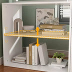 Famapy White Rotatable L-Shaped Computer Desk With Storage Drawers and Shelves