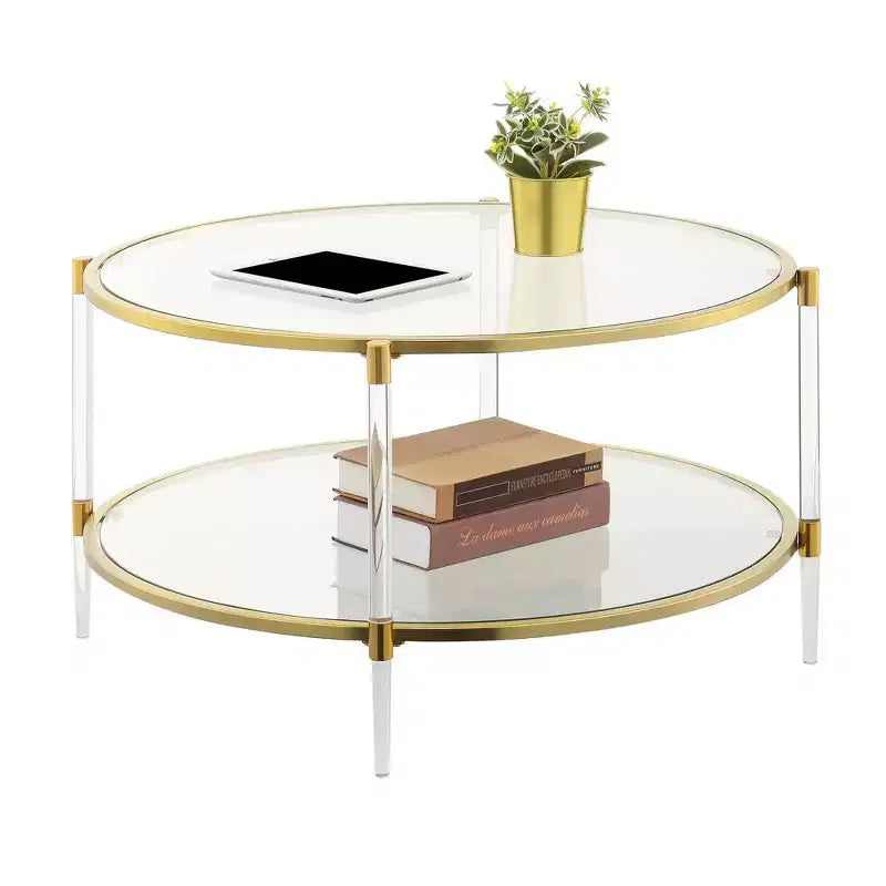 Royal Crest 2 Tier Acrylic Glass Coffee Table - Breighton Home