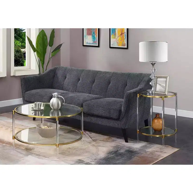 Royal Crest 2 Tier Acrylic Glass Coffee Table - Breighton Home
