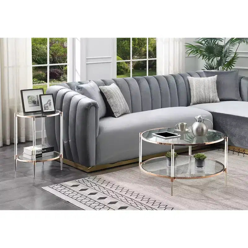 Royal Crest 2 Tier Acrylic Glass Coffee Table - Breighton Home