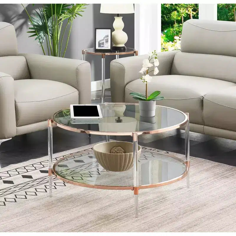 Royal Crest 2 Tier Acrylic Glass Coffee Table - Breighton Home