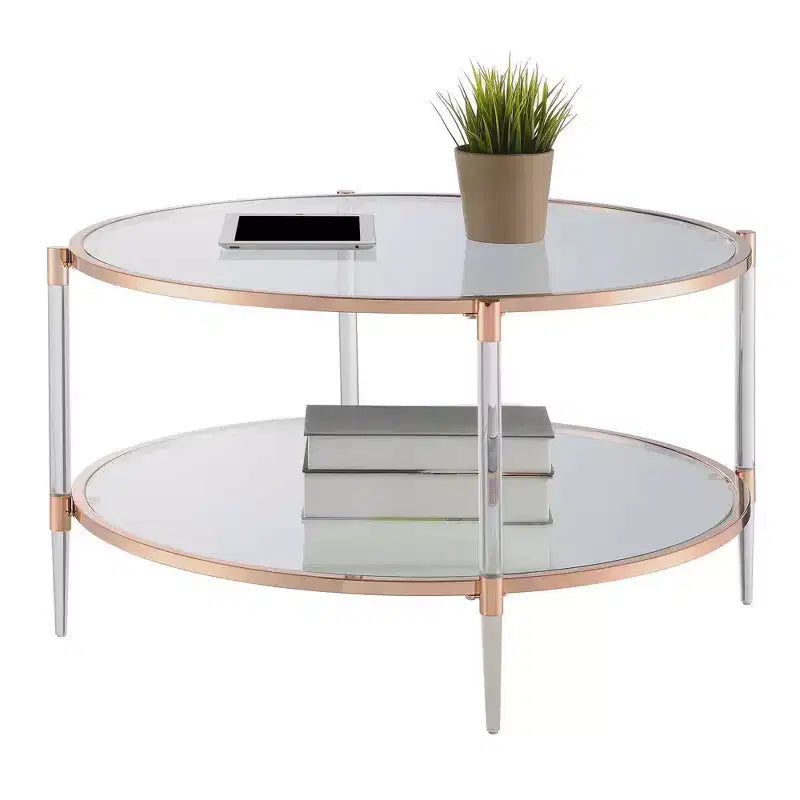 Royal Crest 2 Tier Acrylic Glass Coffee Table - Breighton Home