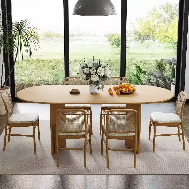 Dovelina 67 Oval Dining Table Modern Wood Kitchen Table Dining Room Table for 6 People
