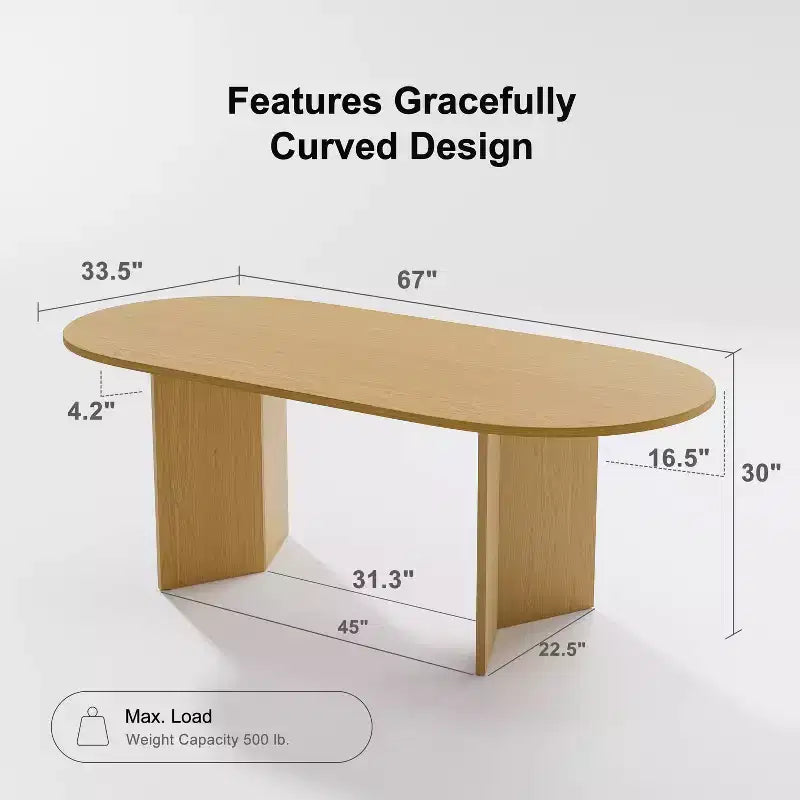 Dovelina 67 Oval Dining Table Modern Wood Kitchen Table Dining Room Table for 6 People