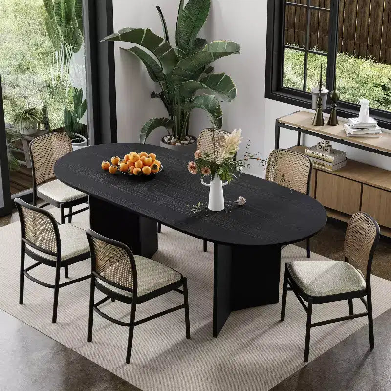 Dovelina 67 Oval Dining Table Modern Wood Kitchen Table Dining Room Table for 6 People