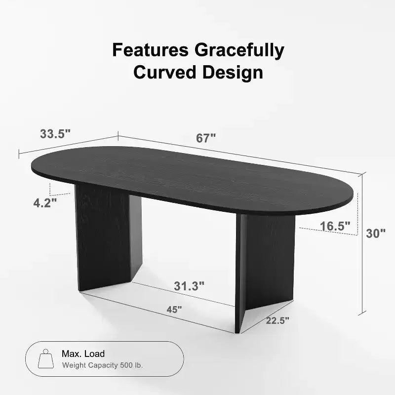 Dovelina 67 Oval Dining Table Modern Wood Kitchen Table Dining Room Table for 6 People