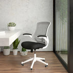 Sedia da ufficio ergonomica girevole in rete a schienale medio con braccioli ribaltabili