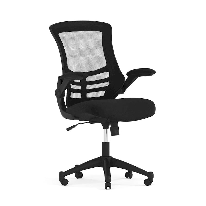 Sedia da ufficio ergonomica girevole in rete a schienale medio con braccioli ribaltabili