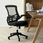 Sedia da ufficio ergonomica girevole in rete a schienale medio con braccioli ribaltabili