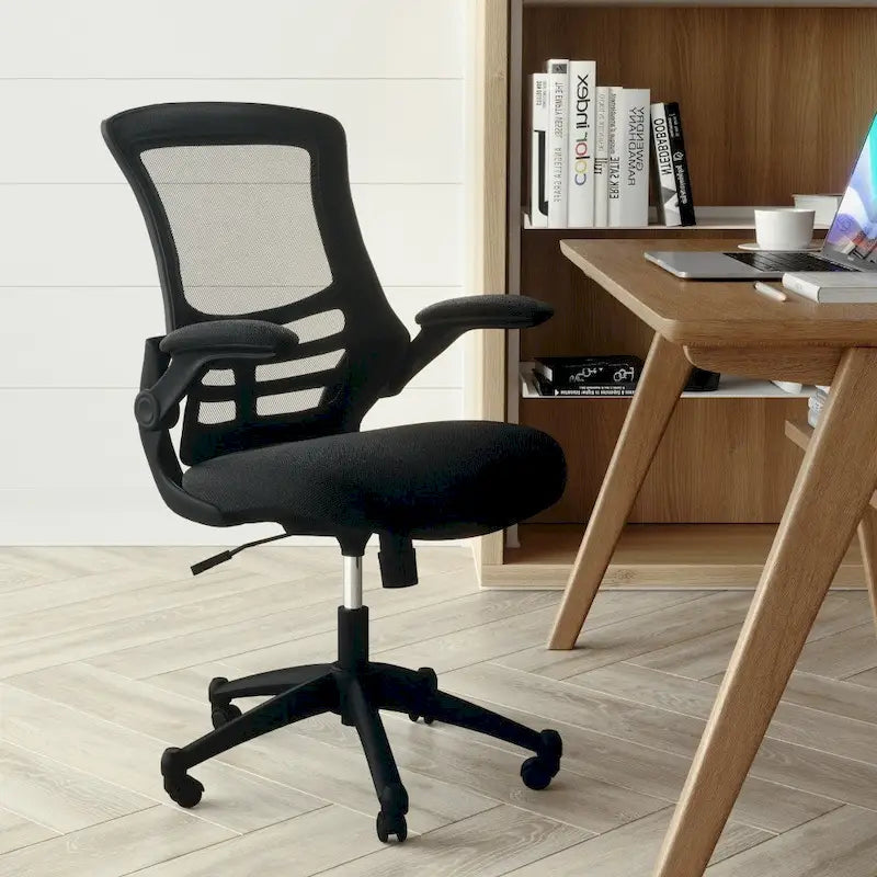 Sedia da ufficio ergonomica girevole in rete a schienale medio con braccioli ribaltabili