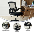 Sedia da ufficio ergonomica girevole in rete a schienale medio con braccioli ribaltabili