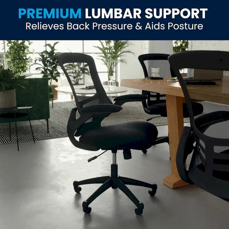 Sedia da ufficio ergonomica girevole in rete a schienale medio con braccioli ribaltabili